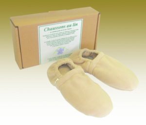 chaussons chauffants aux graines de lin